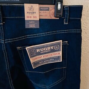 Rugby University Dark Blue Slim Straight Jeans